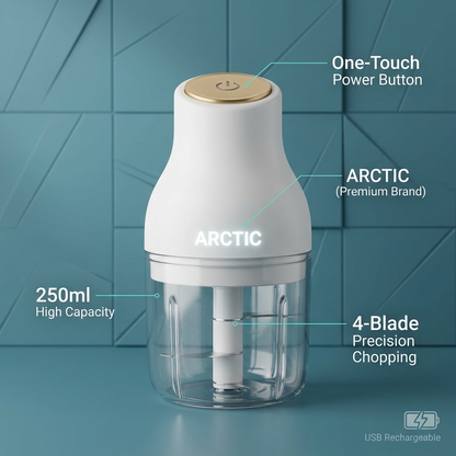 Premium Mini Electric Garlic & Vegetable Chopper - 250ml (One-Touch Operation)